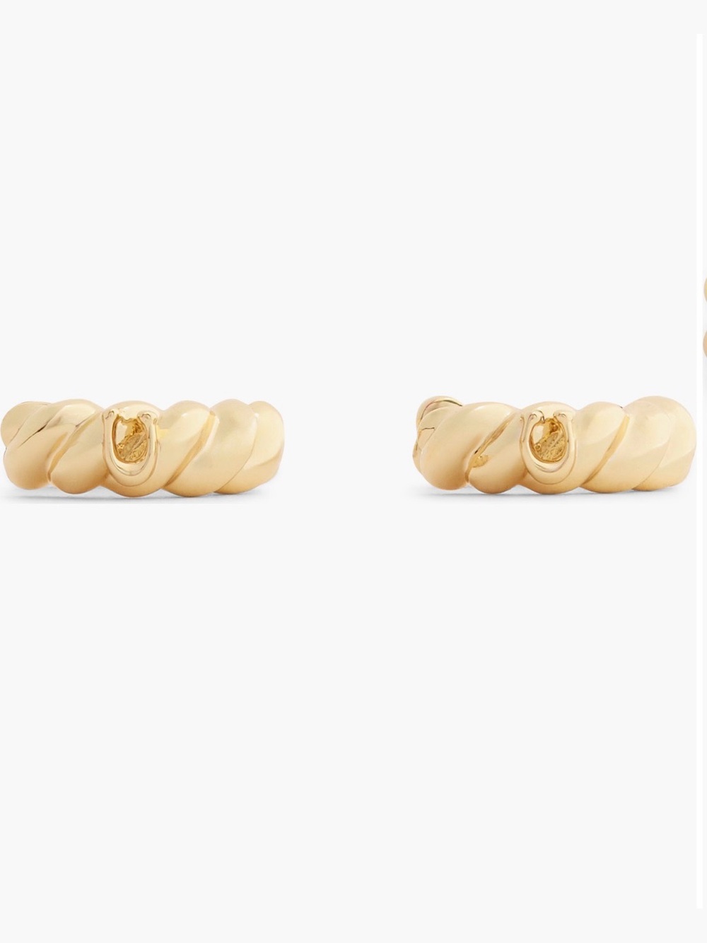 COACH Gold Twisted C Huggie Hopp Earrings - Picture 5 of 5
